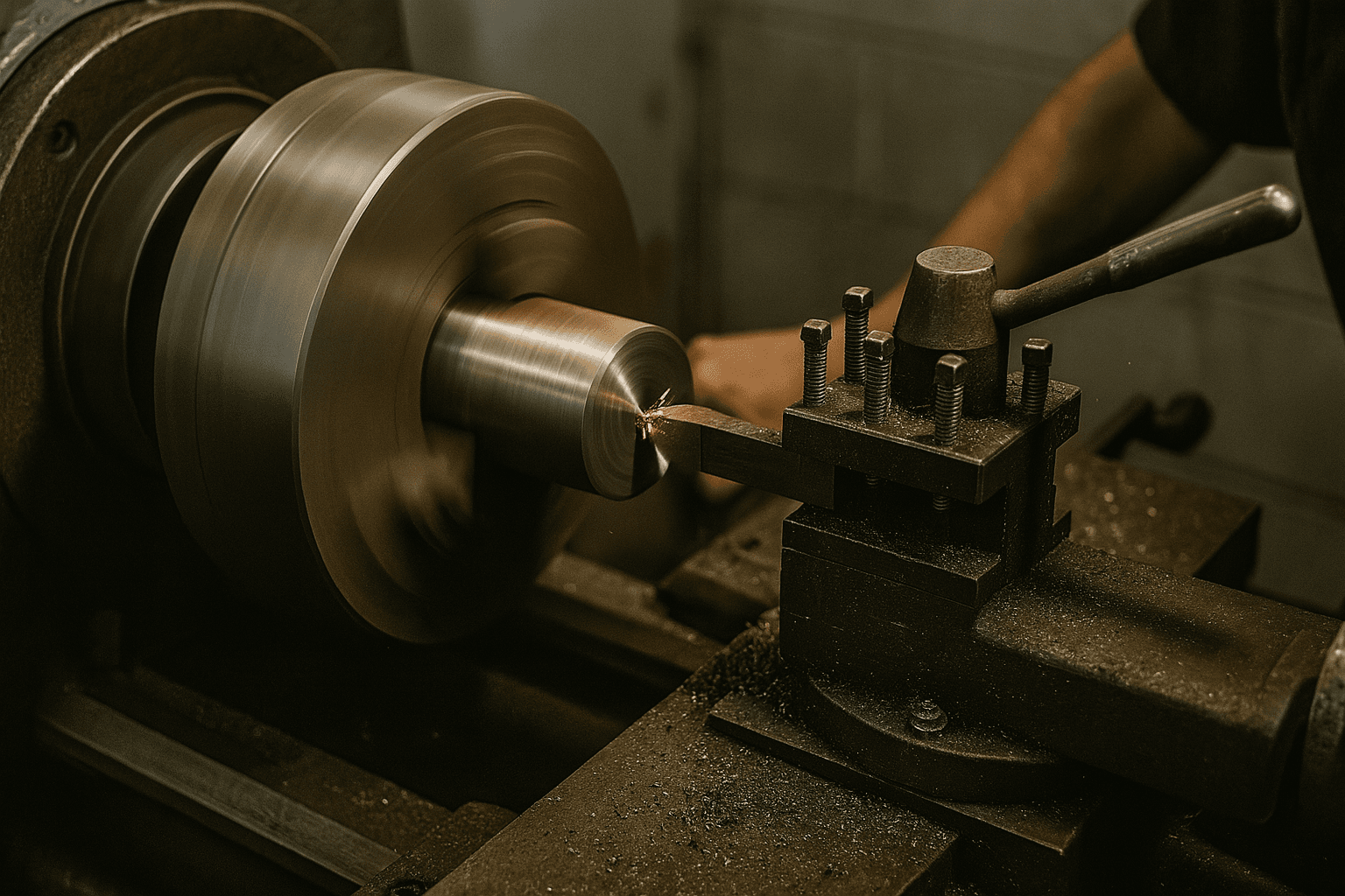 Manual lathe turning process