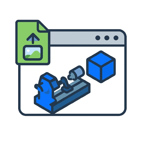 Illustration of a part file being prepared for a manufacturing quote request