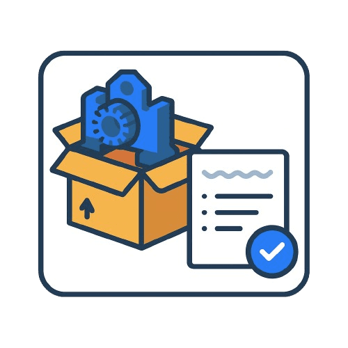 Illustration of a completed manufactured part and project records